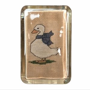 Vintage Goose Cross Stitch Paperweight